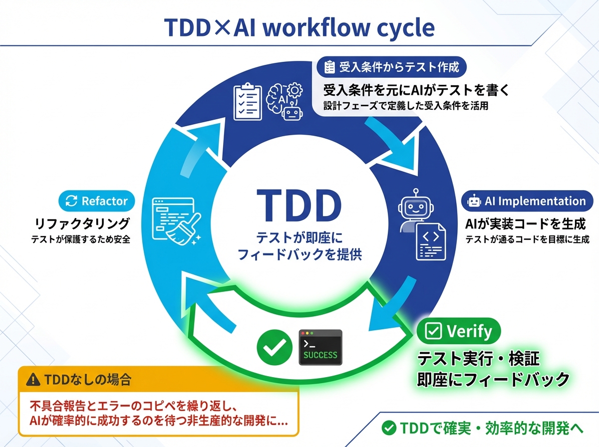 TDD×AI実践ワークフロー図